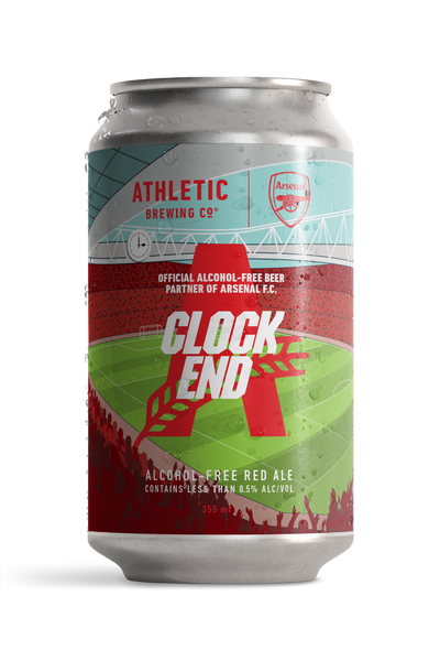 Official Arsenal F.C. partner "Clock End" alcohol-free red ale Athletic Brewing